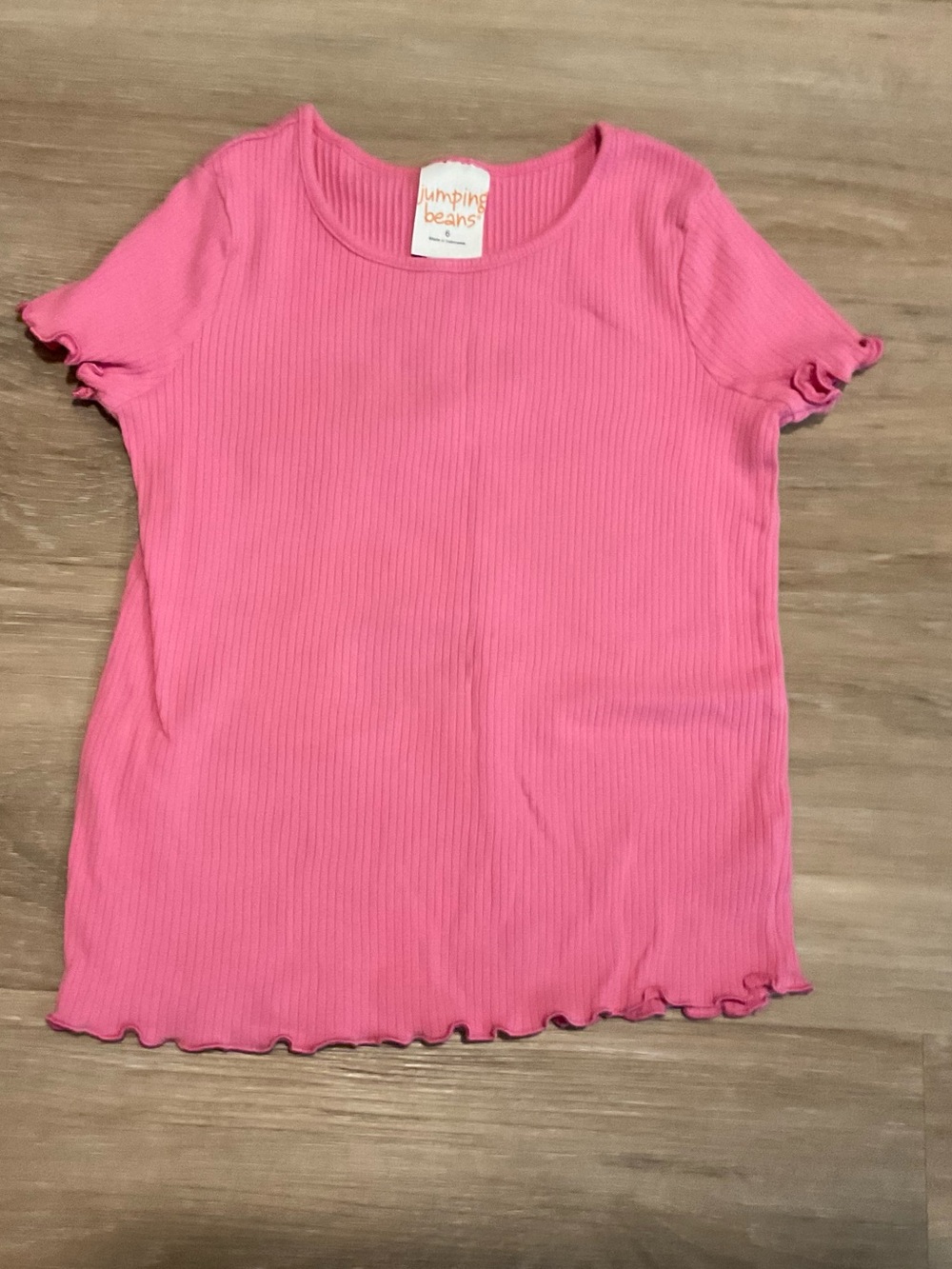 jumping beans Hot Pink Ribbed Short Sleeve Tee with Lettuce Edge